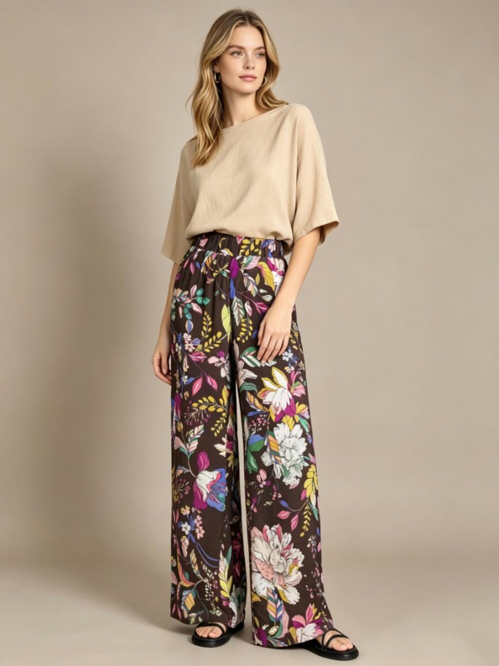 NWOT Johnny Was Workshop Arabella Silk Printed Lounge Pants Pull on Boho Chic S - Picture 1 of 10